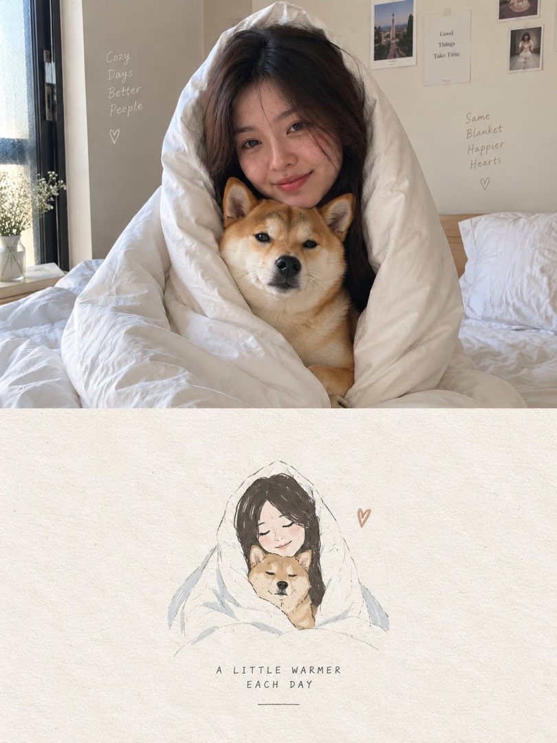 saniaspeaks 版上下双生海报另一例：人物与平涂插画同框