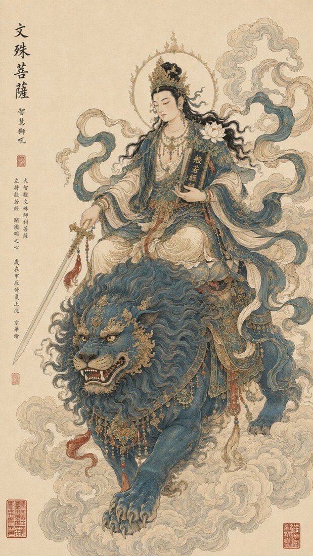东方神明工笔重彩 · 矿物色 × 线描 × 古宣纸 配图