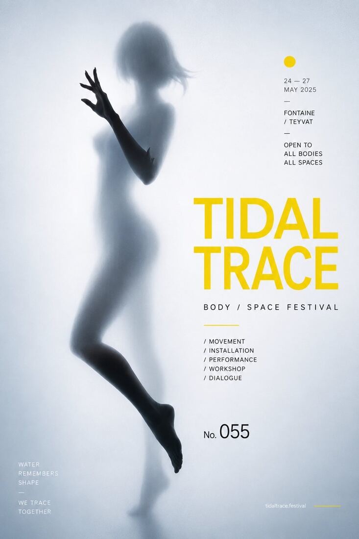 碎片身体海报「TIDAL TRACE」：跃动虚影与极简排字