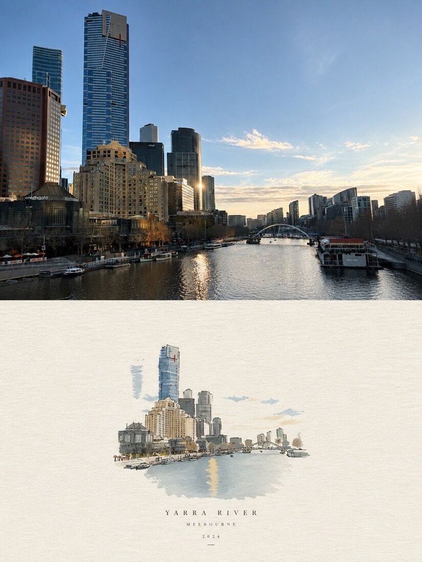 照片转极简水彩纪念画 配图